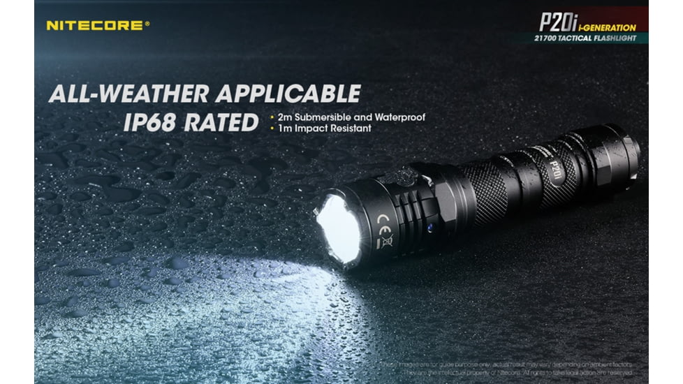 Nitecore P20i 1800 Lumen USB-C Rechargeable LED Flashlight, Black, 6952506406326