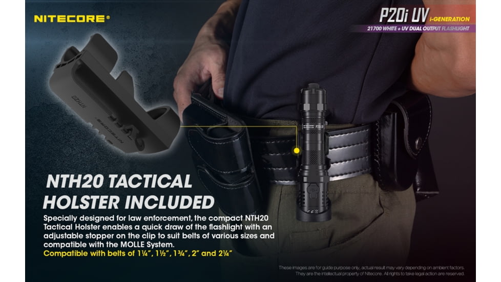 Nitecore P20i UV 1800 Lumen Rechargeable Flashlight with UV Light, Black, 6952506406616