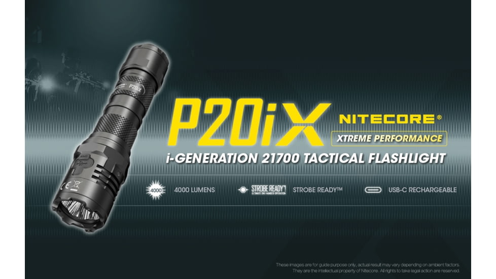 Nitecore P20iX 4000 Lumen USB-C Rechargeable Flashlight, Black, 6952506406722