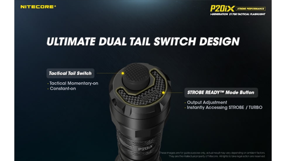 Nitecore P20iX 4000 Lumen USB-C Rechargeable Flashlight, Black, 6952506406722