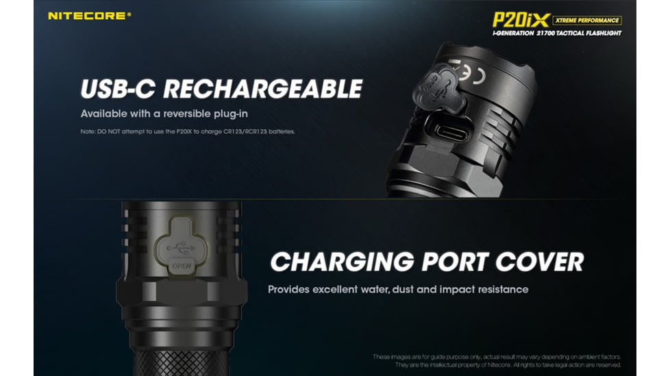 Nitecore P20iX 4000 Lumen USB-C Rechargeable Flashlight, Black, 6952506406722