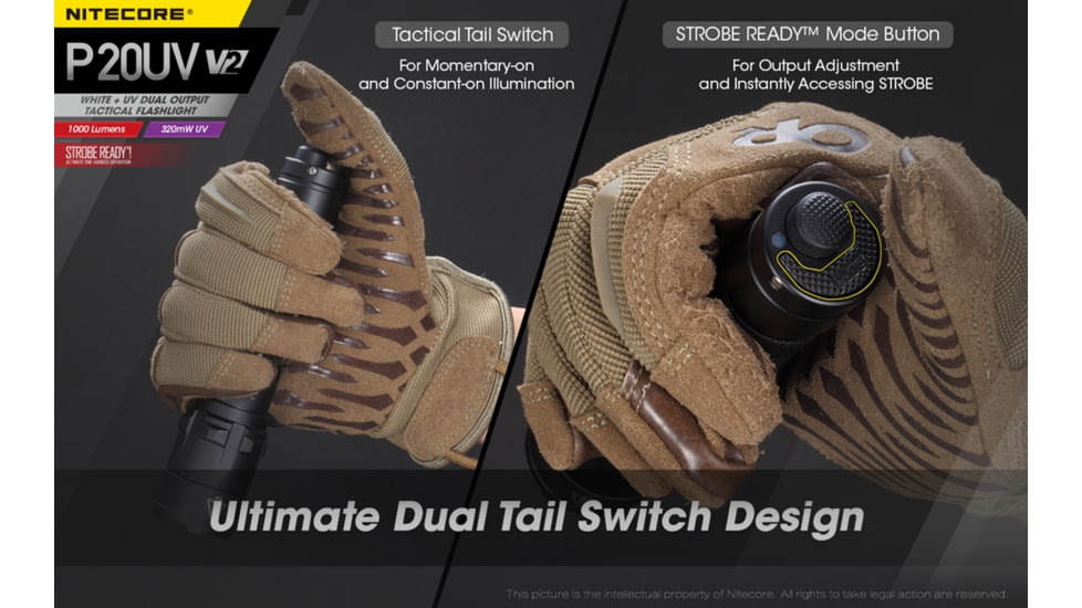 Nitecore P20UV V2 1000 Lumen LED Flashlight, Black, 6952506406401