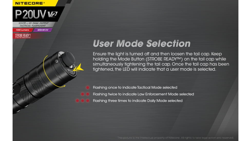 Nitecore P20UV V2 1000 Lumen LED Flashlight, Black, 6952506406401