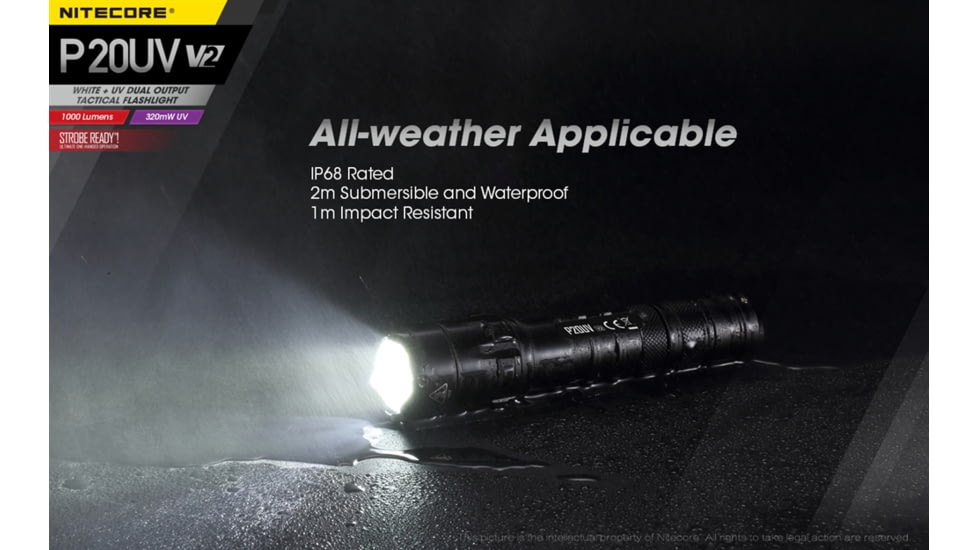Nitecore P20UV V2 1000 Lumen LED Flashlight, Black, 6952506406401