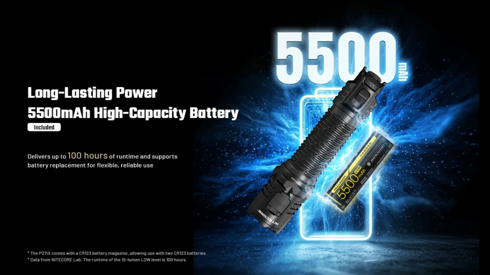 Nitecore P27iX 5000 Lumen 21700 Li-Ion Rechargeable LED Customizable Tactical Flashlight w/ Multi-Beam Modes
