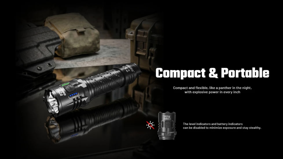 Nitecore P27iX 5000 Lumen 21700 Li-Ion Rechargeable LED Customizable Tactical Flashlight w/ Multi-Beam Modes