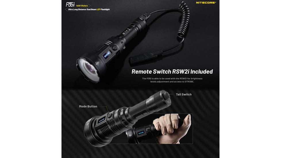 Nitecore P35i CREE XP-G3 LED Rechargeable LEP Flashlight, 21700, White, 3000 Lumens, Black, 6952506407323