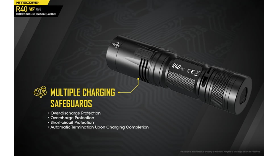 Nitecore R40 v2 1200 Lumen Rechargeable Flashlight Kit, Black, 6952506405992