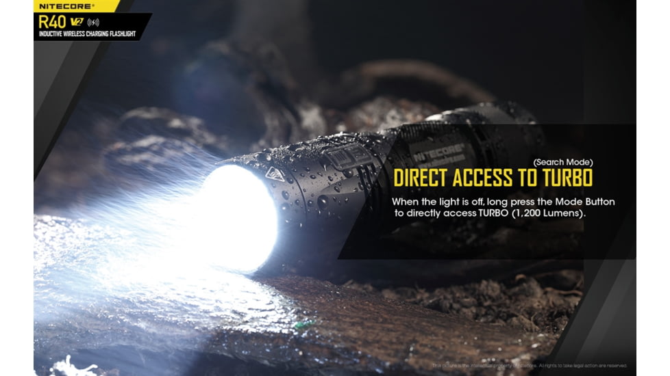 Nitecore R40 v2 1200 Lumen Rechargeable Flashlight Kit, Black, 6952506405992