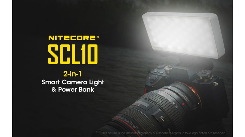 Nitecore SCL10 2-in-1 Smart Camera Light and Power Bank, Silver, 6952506494026