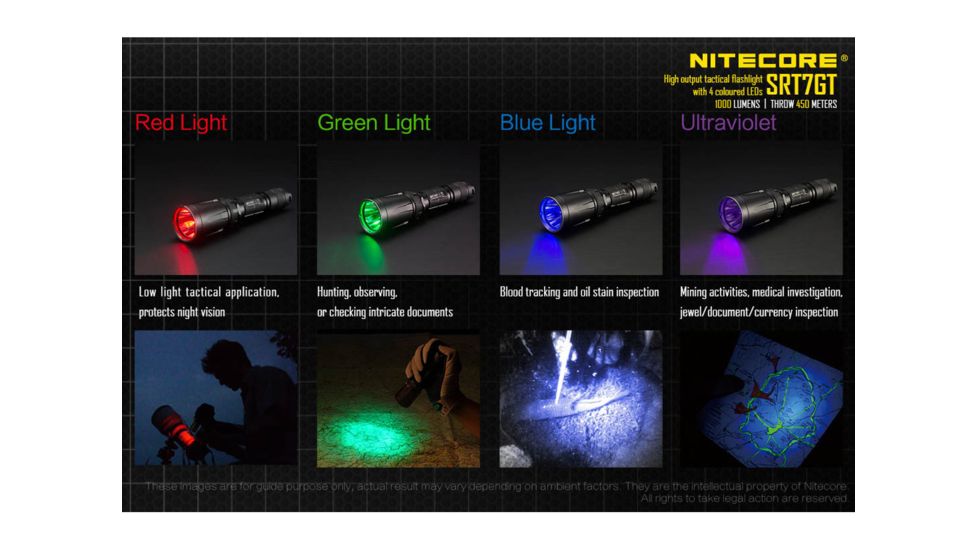 Nitecore SRT7GT 1 x 18650/ 2 x CR123A/ RCR123A/ 16340 CREE XP-L HI V3 LED SmartRing Tactical Flashlight, 1000 Lumens, Black, SRT7GT