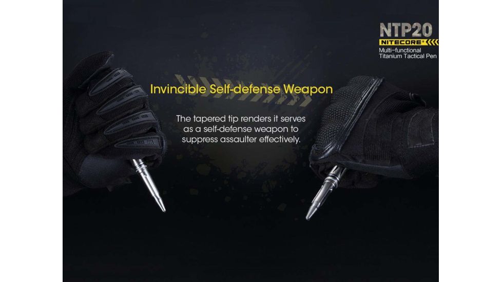 Nitecore NTP20 Titanium Tactical Self Defense Pen w/Tungsten Steel Tip, Silver, 6952506492664