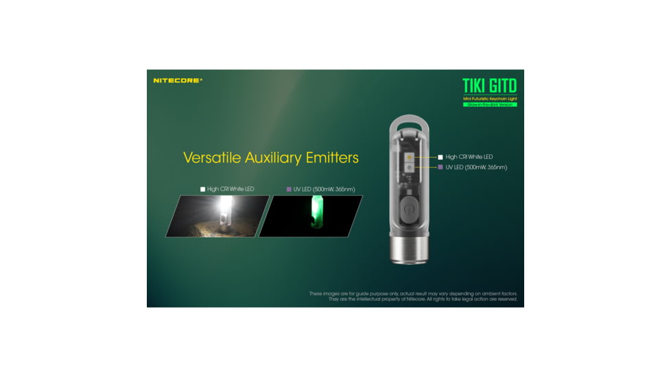 Nitecore TIKI GITD 300 Lumen Rechargeable Keychain Flashlight, Green, 6952506406258