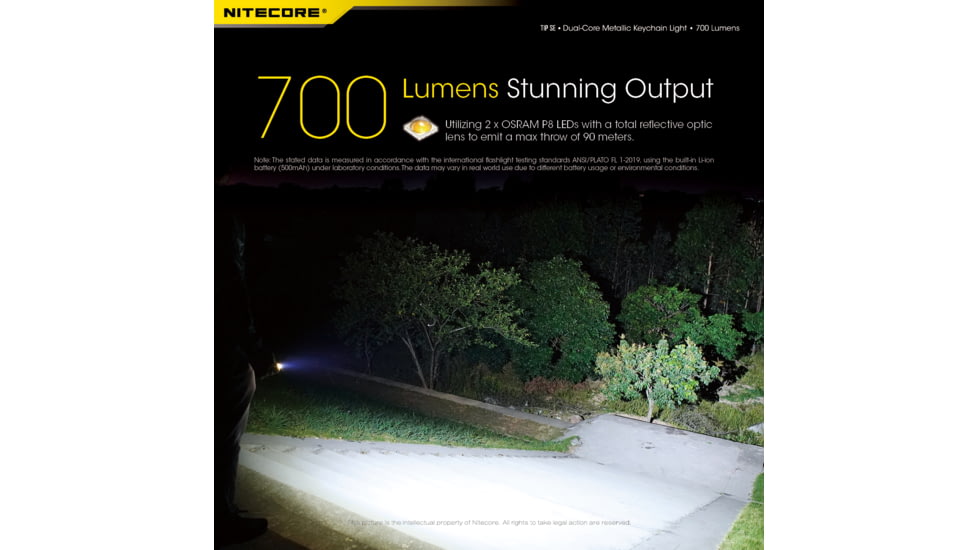 Nitecore Tip SE 700 Lumen Rechargeable Keychain EDC Flashlight, Black, 6952506406166