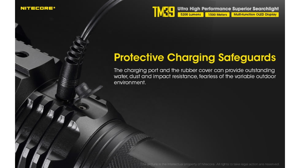 Nitecore TM39 5200 Lumen 1640 Yard Long Throw Flashlight, Black, 6952506405893