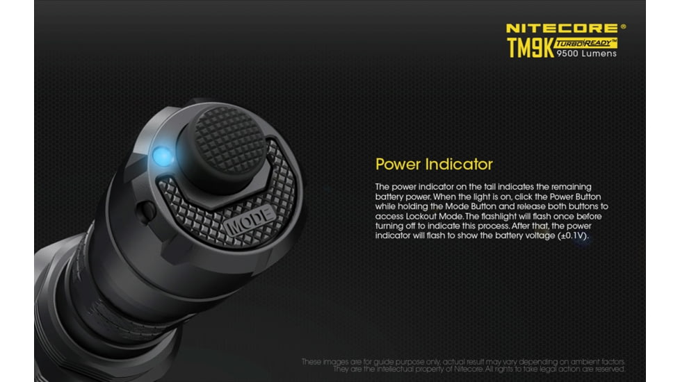 Nitecore TM9K 9500 Lumen USB-C Rechargeable Flashlight, Black, 6952506405602
