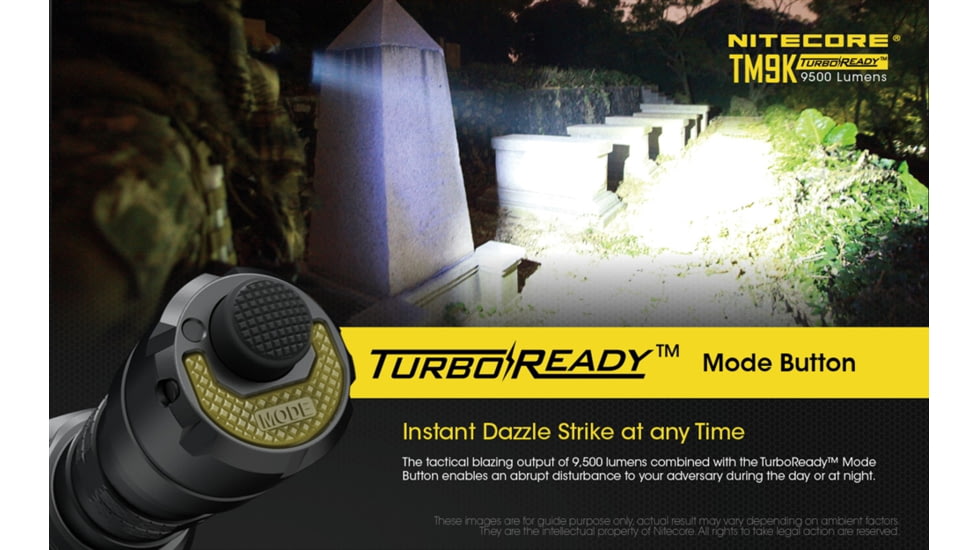 Nitecore TM9K 9500 Lumen USB-C Rechargeable Flashlight, Black, 6952506405602