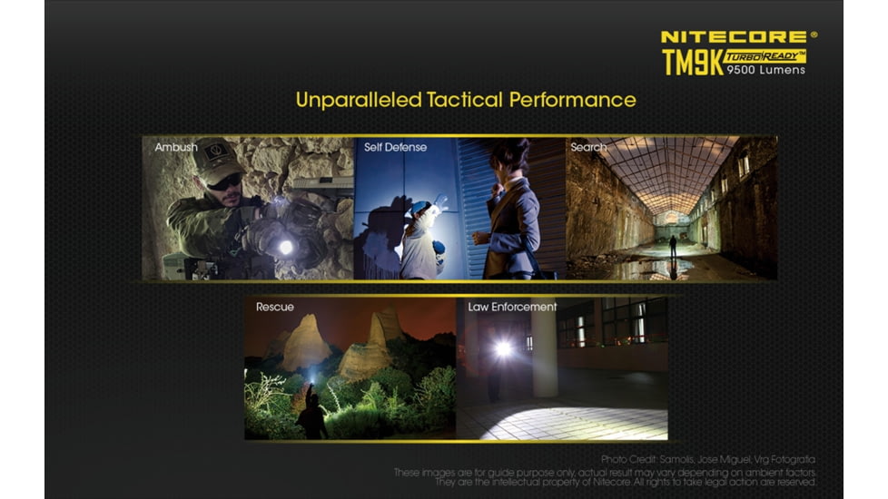 Nitecore TM9K 9500 Lumen USB-C Rechargeable Flashlight, Black, 6952506405602