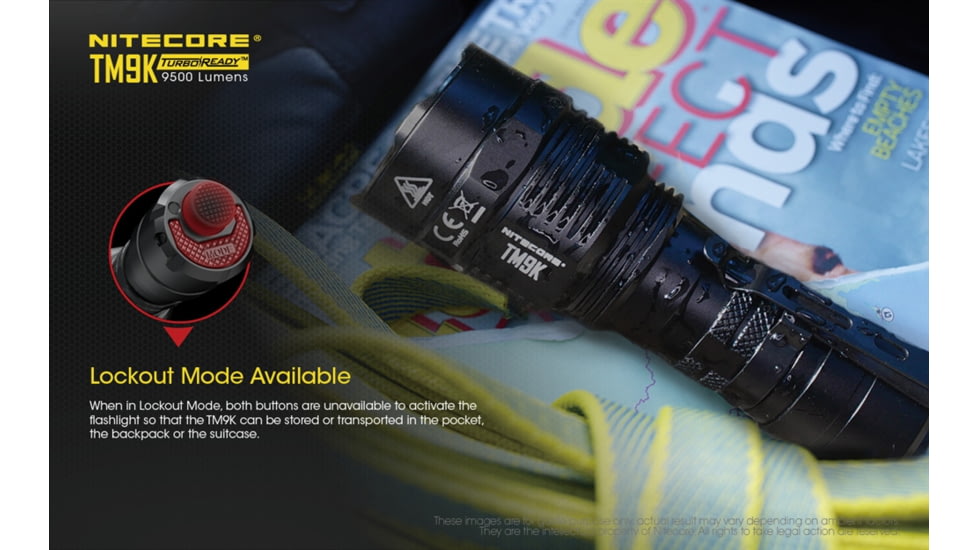 Nitecore TM9K 9500 Lumen USB-C Rechargeable Flashlight, Black, 6952506405602