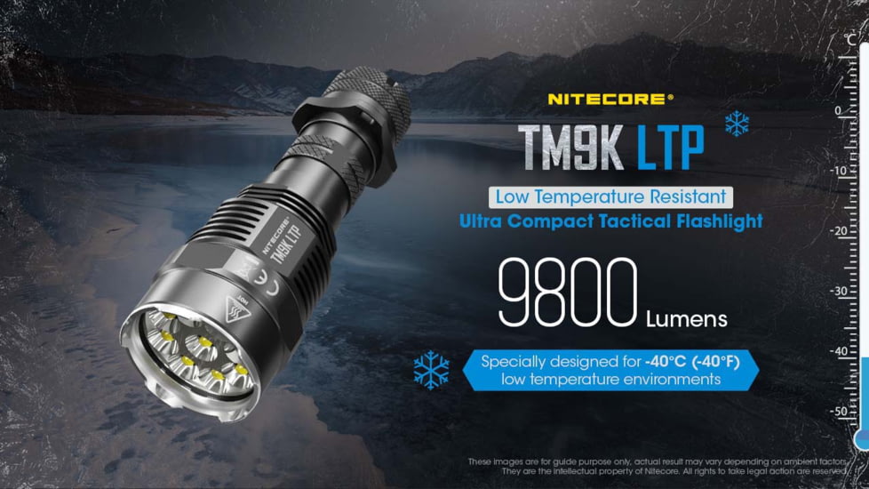 Nitecore TM9K LTP 9800 Lumen Low Temperature Rechargeable Flashlight, Black, 6952506407118