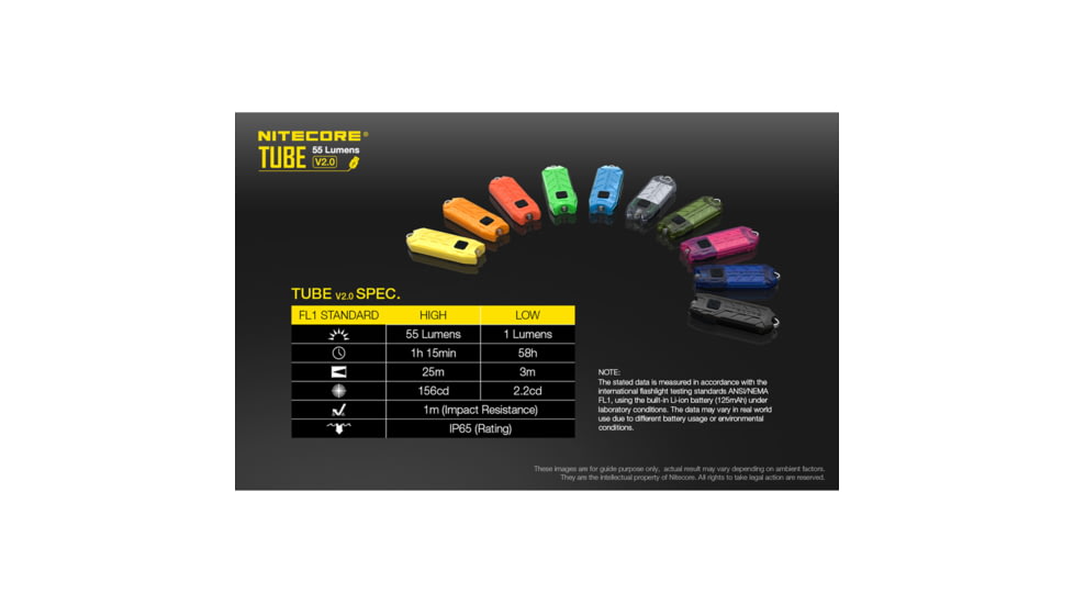 Nitecore TUBE v2.0 55 Lumen USB Rechargeable Keychain Flashlight, Black, 6952506405350