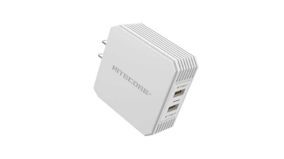 Nitecore UA42Q 2-Port Quick Charge USB 2.0 &amp; 3.0 Adapter, Silver, 6952506493067