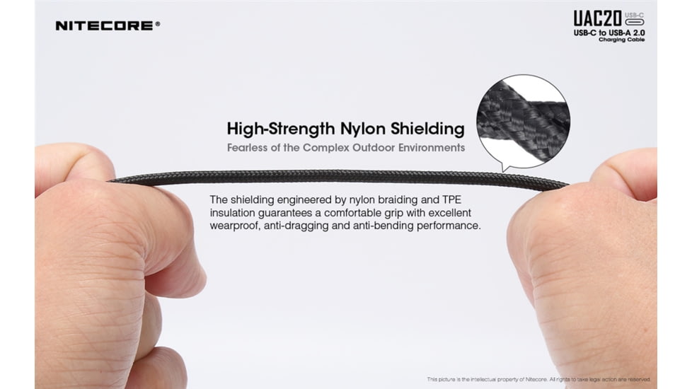 Nitecore UAC20 3.3ft USB Type C 3A Fast Charging Cable, Blue, 6952506493272