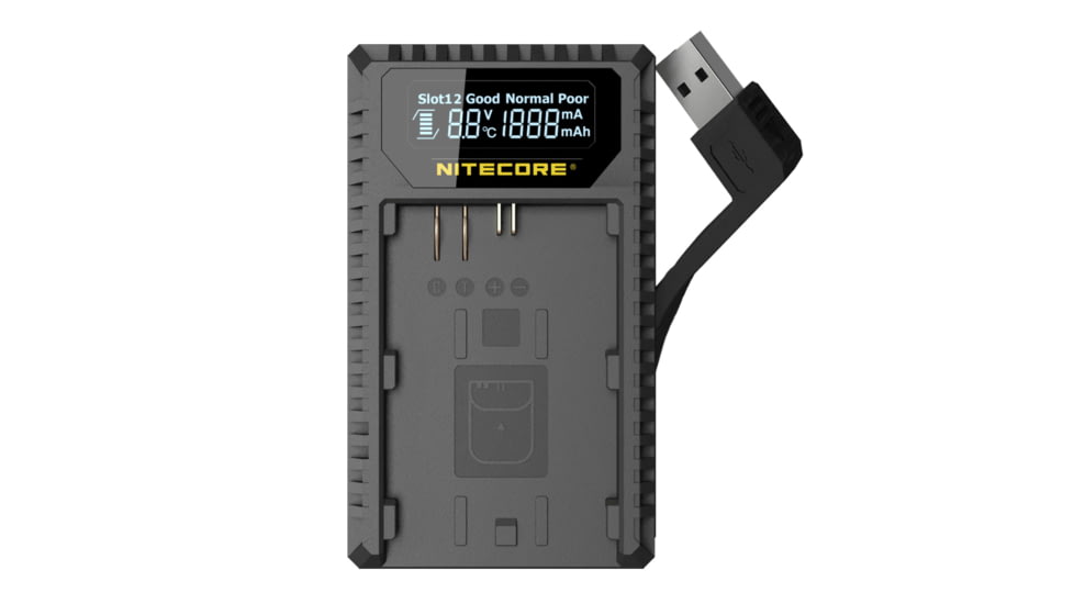 Nitecore UCN1 Canon Camera Battery Charger for LP-E6, LP-E6N and LP-E8 Batteries, Black, 6952506491797