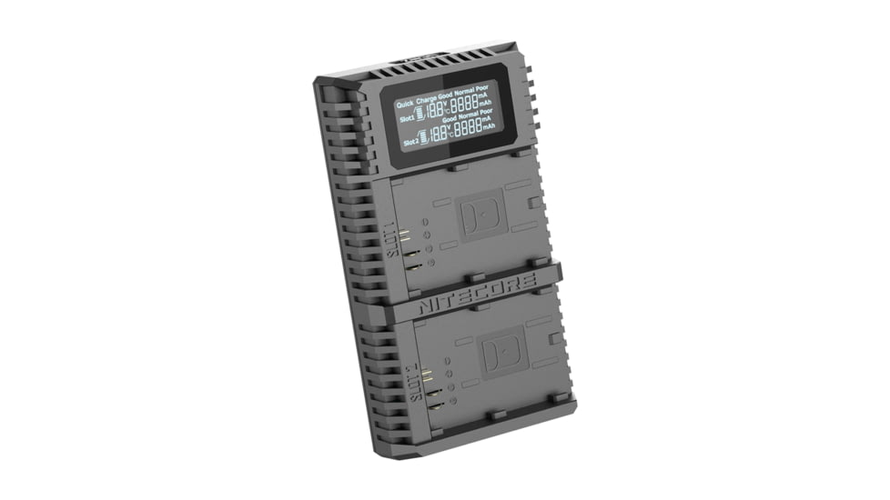 Nitecore UCN2 Pro Dual-Slot Fast Digital USB Charger for Canon LP-E6N Camera Batteries, Black, 6952506492855