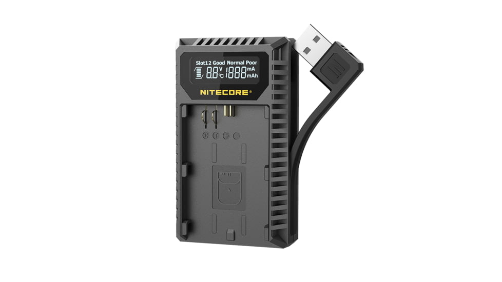 Nitecore UCN3 Digital USB Charger for Canon LP-E6N Camera Batteries, Black, 6952506492886