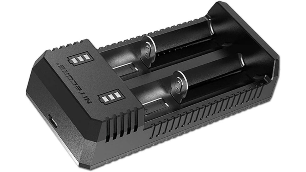 Nitecore UI2 Dual-Slot Intelligent USB Lithium-ion Battery Charger for 18650, 18350, 20700, 21700, Black, 6952506492923
