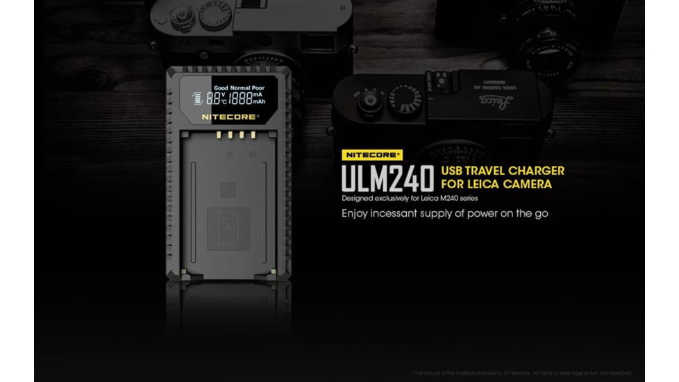 Nitecore ULM240 Leica Digital USB Battery Charger for BP-SCL2 Camera Batteries, Black, 6952506491810
