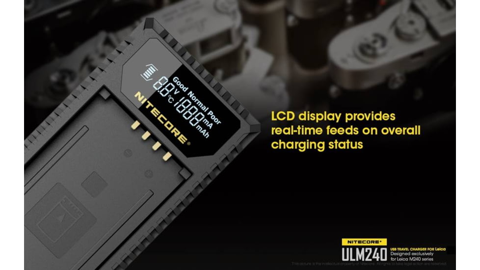 Nitecore ULM240 Leica Digital USB Battery Charger for BP-SCL2 Camera Batteries, Black, 6952506491810