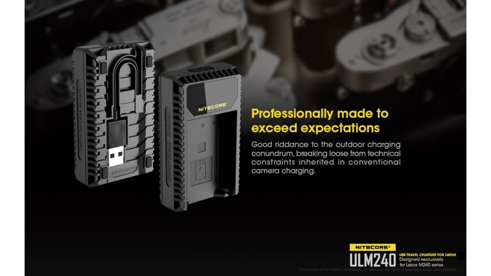 Nitecore ULM240 Leica Digital USB Battery Charger for BP-SCL2 Camera Batteries, Black, 6952506491810