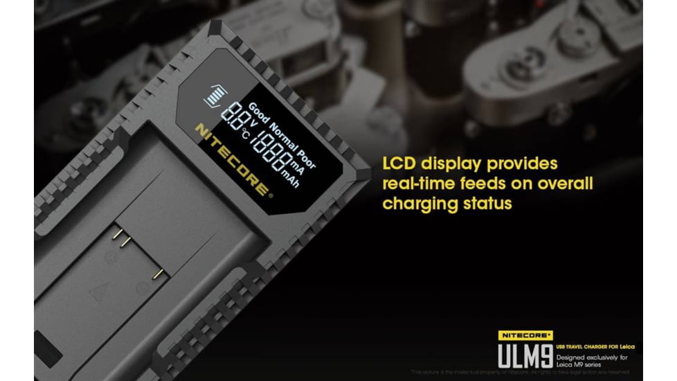 Nitecore ULM9 Leica Camera Battery Charger for BLI-312 Batteries, Black, 6952506491803