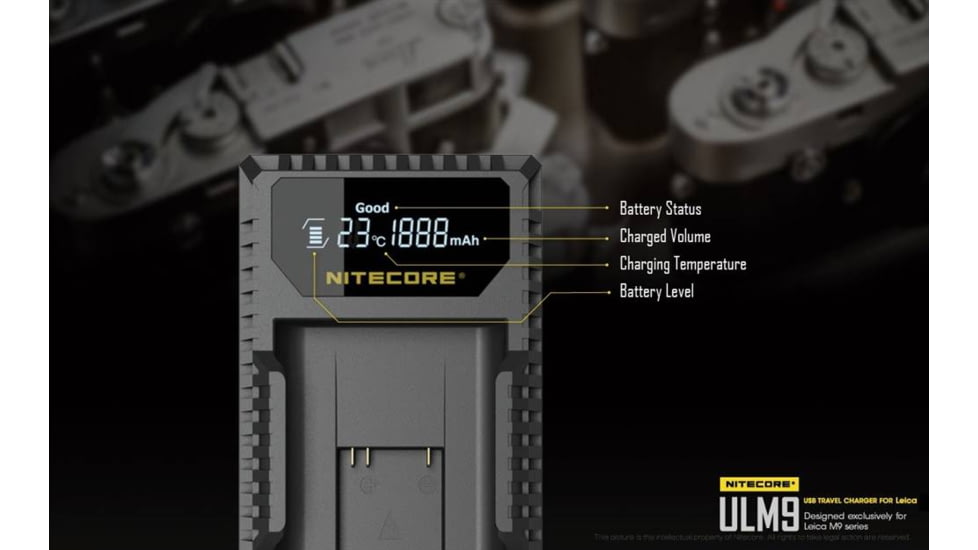 Nitecore ULM9 Leica Camera Battery Charger for BLI-312 Batteries, Black, 6952506491803