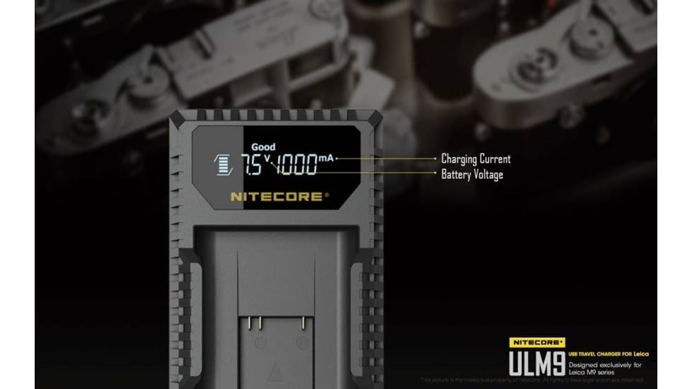 Nitecore ULM9 Leica Camera Battery Charger for BLI-312 Batteries, Black, 6952506491803