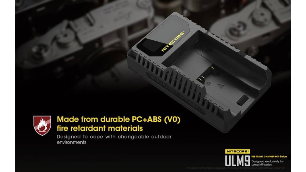 Nitecore ULM9 Leica Camera Battery Charger for BLI-312 Batteries, Black, 6952506491803