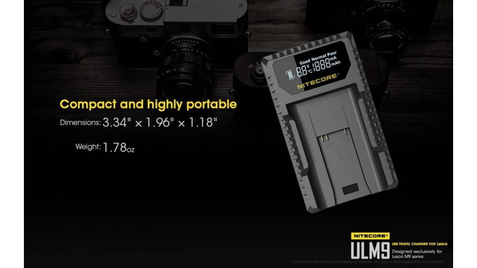 Nitecore ULM9 Leica Camera Battery Charger for BLI-312 Batteries, Black, 6952506491803