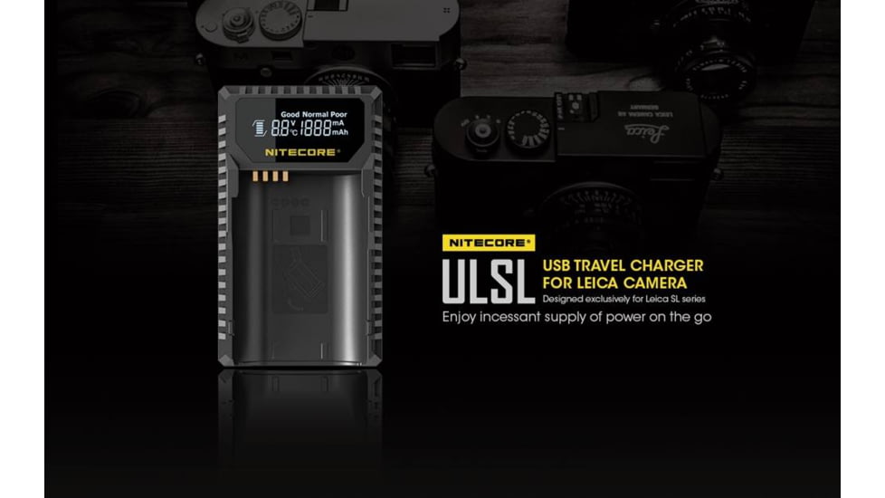 Nitecore ULSL Leica Digital USB Battery Charger for BP-SCL4 Camera Batteries, Black, 6952506491834