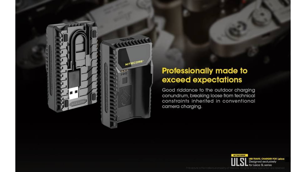 Nitecore ULSL Leica Digital USB Battery Charger for BP-SCL4 Camera Batteries, Black, 6952506491834