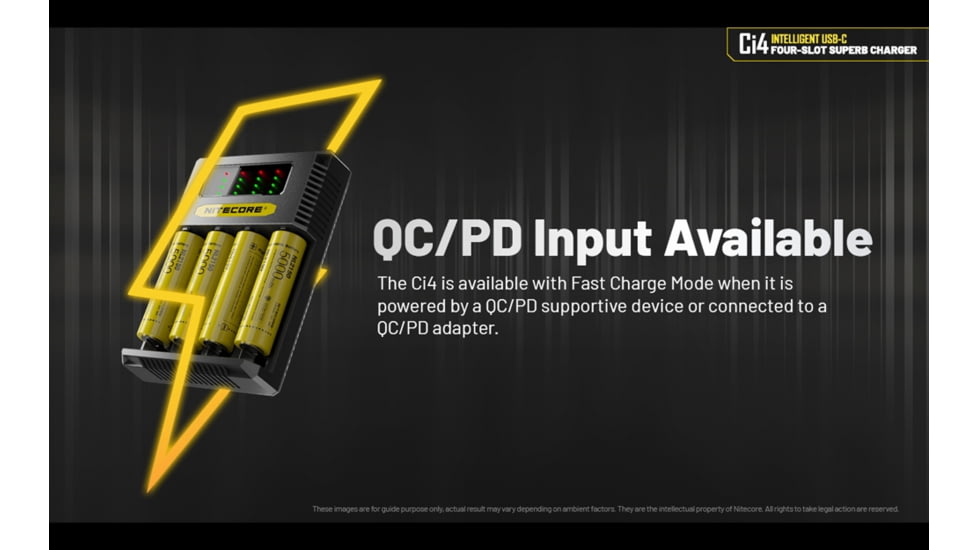 Nitecore Universal Battery Charger, Ci4, Four-Slot, Black, 6952506495368
