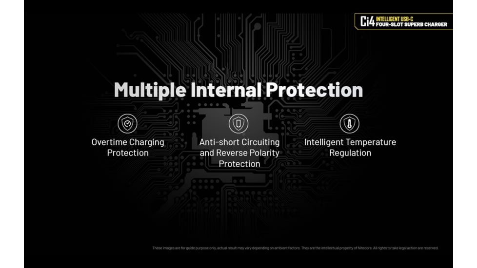 Nitecore Universal Battery Charger, Ci4, Four-Slot, Black, 6952506495368