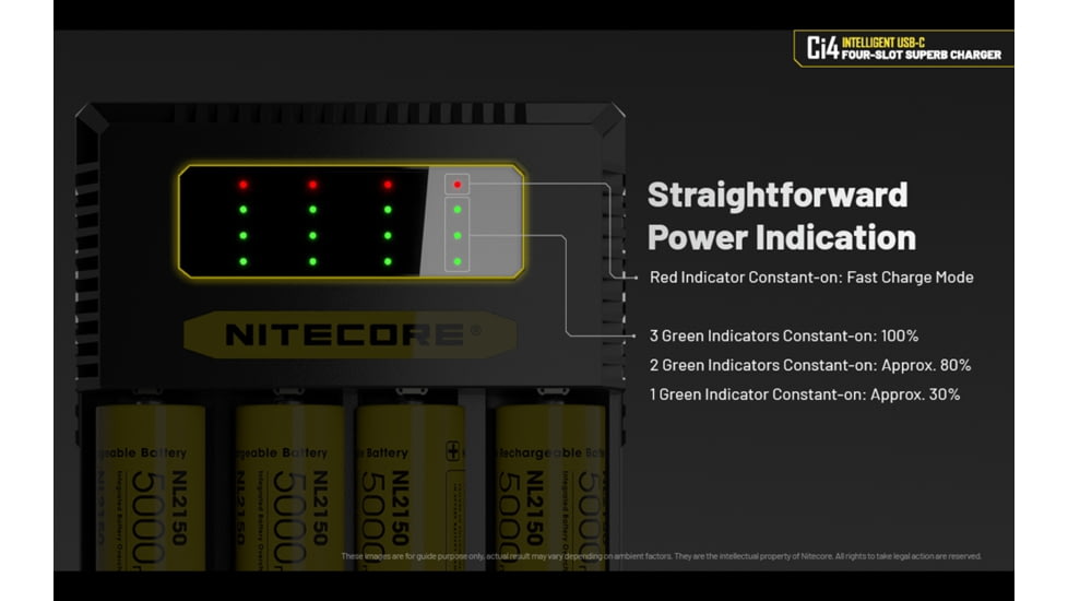 Nitecore Universal Battery Charger, Ci4, Four-Slot, Black, 6952506495368