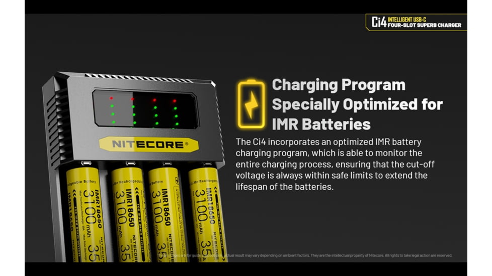 Nitecore Universal Battery Charger, Ci4, Four-Slot, Black, 6952506495368