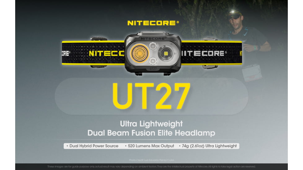 Nitecore UT27 Dual Beam Rechargeable Headlamp, Black, 6952506406937