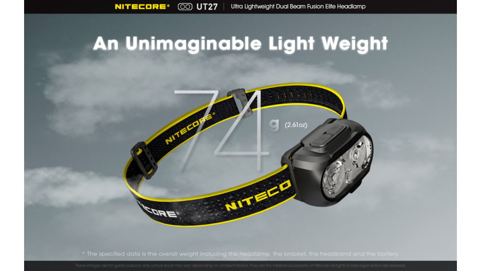 Nitecore UT27 Dual Beam Rechargeable Headlamp, Black, 6952506406937