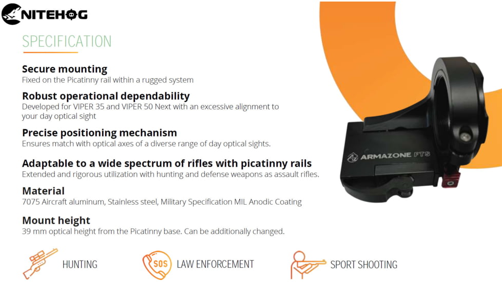 NiteHog Viper 35 Flip to Side Adapter Picatinny - Button Lock, Black, NH003/AZ