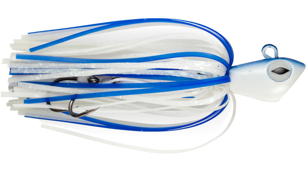 No Alibi Alien Jig Offshore Series, Glow Blue/White Skirt, 2 oz White/Blue Head, NA-AJB2