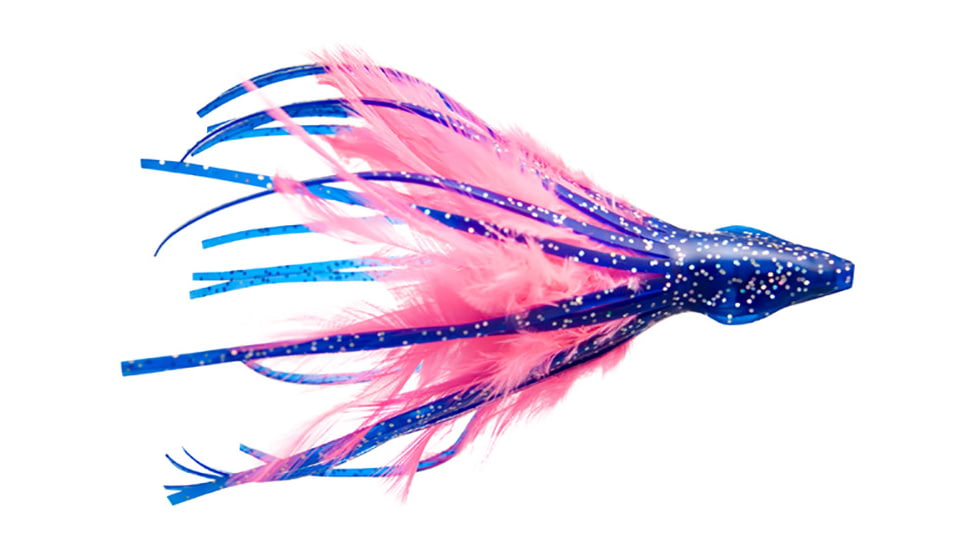 No Alibi NA-DD03-1/4U Dolphin Delight Trolling Lure, Rigged &amp; Ready, Blue/Pink Skirt, 1/4 oz Head, 4.5", 7/0 Hook, 135 lb Cable, 3 ft, NA-DD03-1/4U